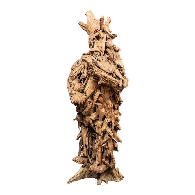 Tall Carved Reclaimed Teak Bear Sculpture For Sale
