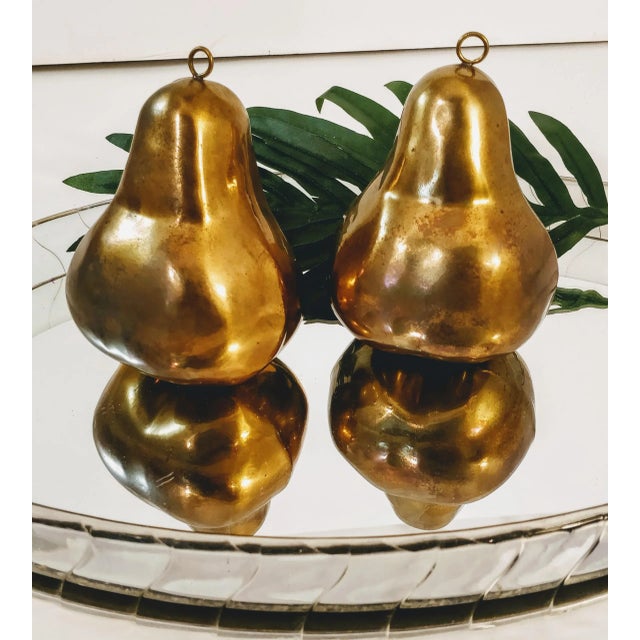 Mid-Century Modern Mid Century Brass Pears Fruit - a Pair For Sale - Image 3 of 6