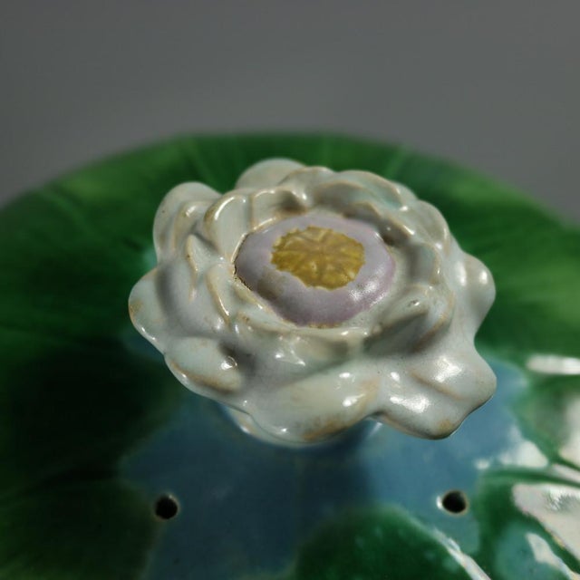 Holdcroft Majolica Pond Lily Cheese Dome and Stand For Sale - Image 13 of 15