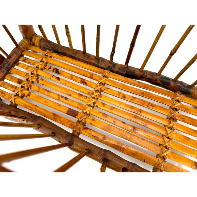 Brown 1960s Mid Century Italian Burnt Tortoise Bamboo Magazine Rack For Sale - Image 8 of 12