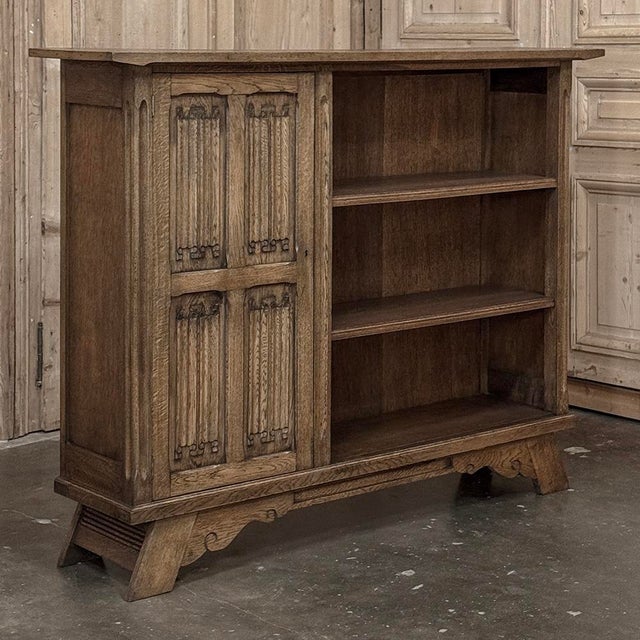 Vintage Dutch Gothic Revival Oak Barrister's Bookcase For Sale - Image 4 of 18