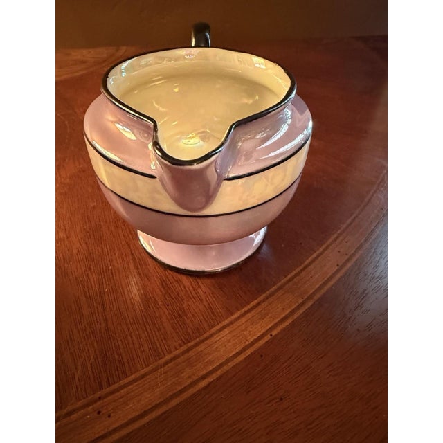 1930s Art Deco Fraunfelter China Lusterware Cream & Sugar Set - Purple & Black For Sale - Image 11 of 12