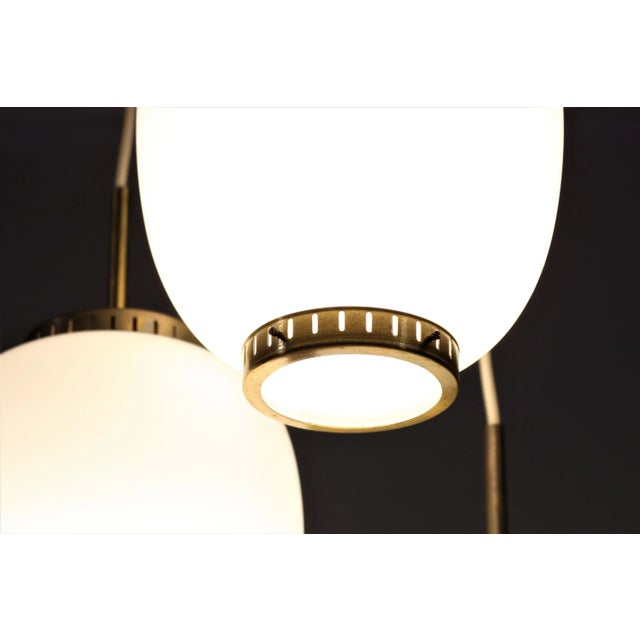 Danish Brass and Opaline Glass Chandelier by Bent Karlby for Lyfa, 1950s For Sale - Image 6 of 10