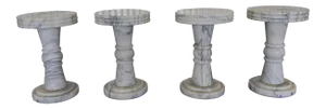 1960s Vintage Italian Carrera Marble Garden Stools- Set of 4