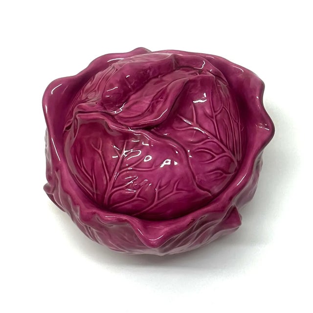 Vintage Purple Cabbage Ceramic Lidded Tureen or Casserole Dish For Sale - Image 4 of 8