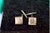 Metal Gold Cufflinks in Square Shape with Geometric Figures, Set of 2 For Sale - Image 7 of 8