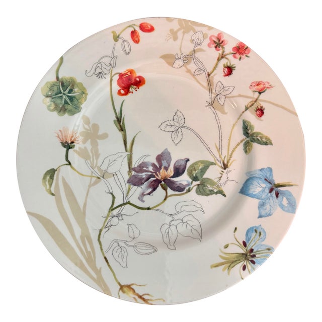 Late 20th Century Royal Stafford English Botanical Floral & Strawberry Dinner/Display Plate For Sale
