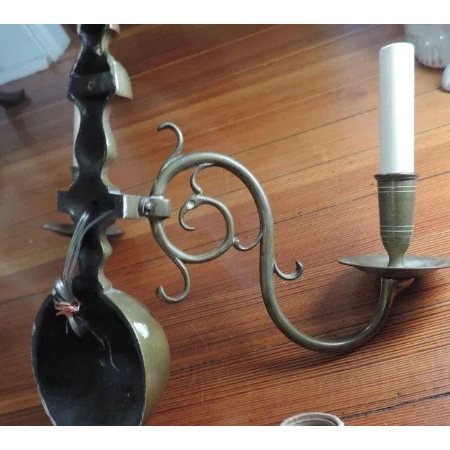 19th Century Dutch Brass Wall Sconces - A Pair For Sale - Image 9 of 11