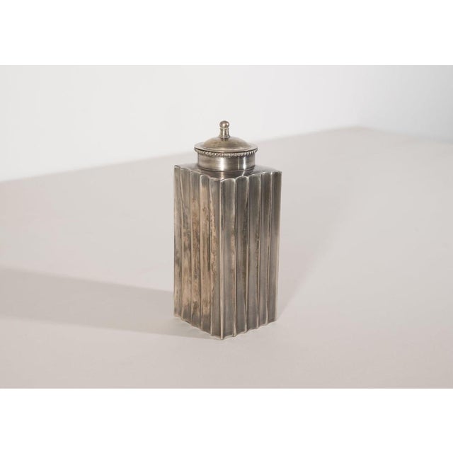 White Metal Fluted Storage Jar, 1930s For Sale - Image 3 of 8