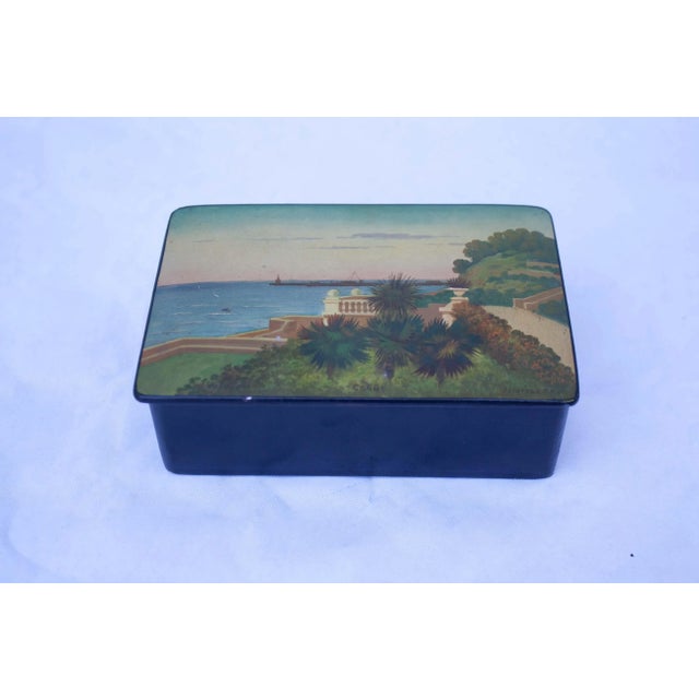 Wood Decorative Landscape Palekh Box, 1930s For Sale - Image 7 of 7