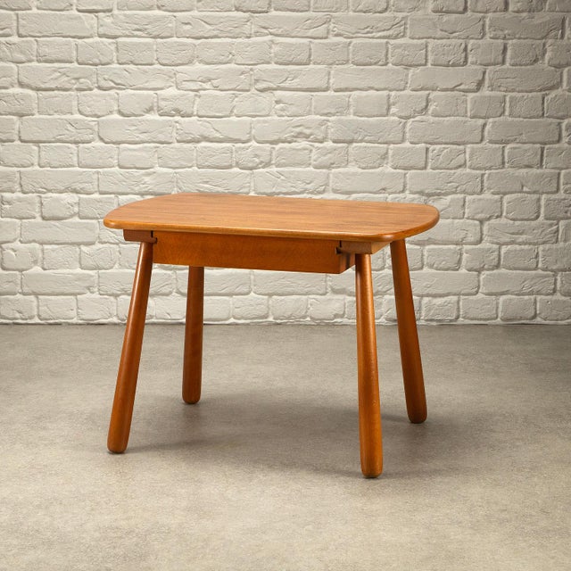 Wood Vintage Danish Beech Side Table, 1950s For Sale - Image 7 of 14