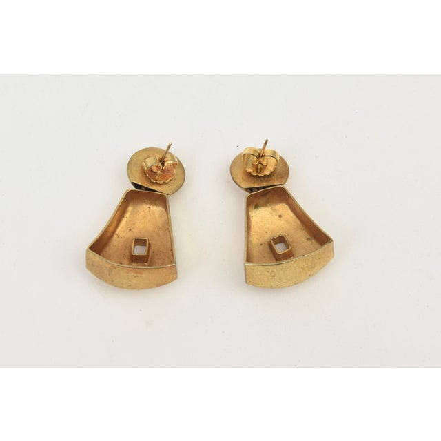 Vintage Steven Vaubel Gold Plated Sculptural Pierced Dangle Earrings, 1980's For Sale - Image 9 of 10