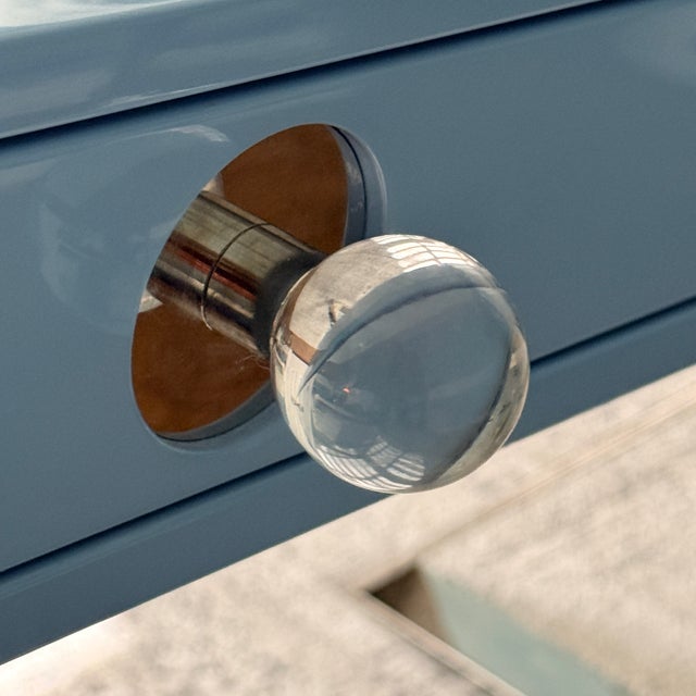 Modern Jonathan Adler Channing Lacquered Desk—Blue For Sale - Image 3 of 11