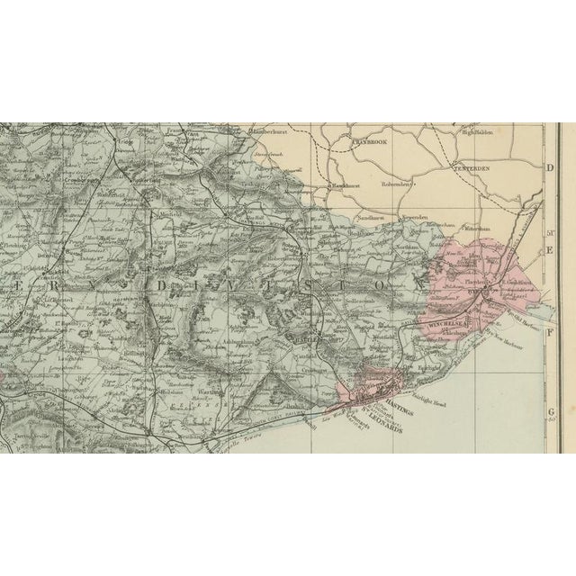 Antique Sussex Map by Edward Weller, 1885 For Sale - Image 6 of 11