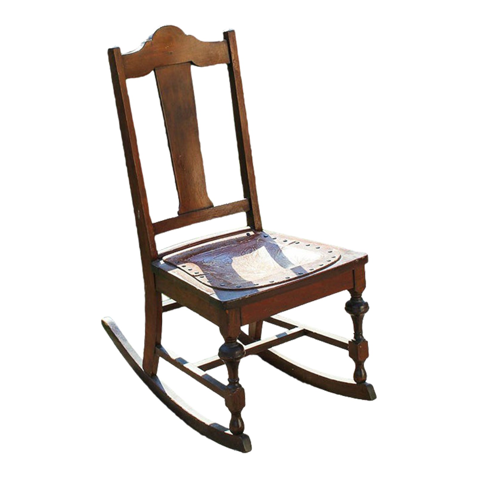19th Century Queen Anne Sewing Rocker Rocking Chair Leather Seat ...