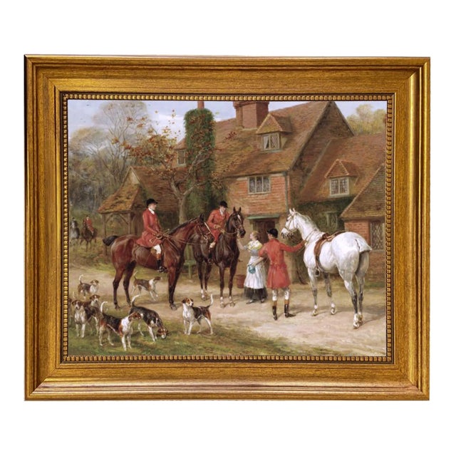 The Stirrup Cup by Heywood Hardy Framed Oil Painting Print on Canvas in Antiqued Gold Frame For Sale