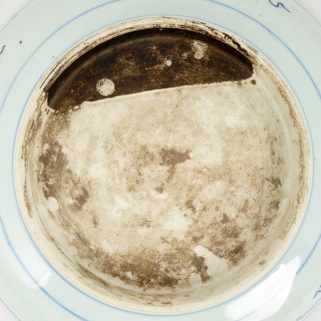 Blue Large 19th C Chinese Qing Sanskrit Shou 11 ¼ in Porcelain Longevity Plate For Sale - Image 8 of 8