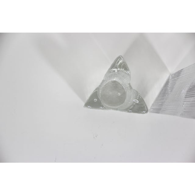 Mid-Century Modern Pair of Kosta Boda Sweden “Skyline” Fluted Triangular Art Glass Crystal Candleholders Designed by Anna Ehrner For Sale - Image 3 of 11