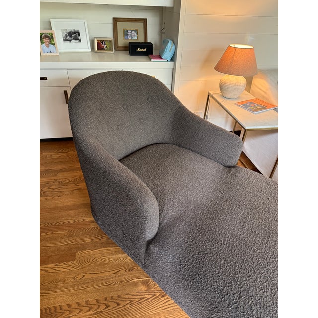 Traditional Four Hands Knoll Mink Boucle Chaise For Sale - Image 3 of 9