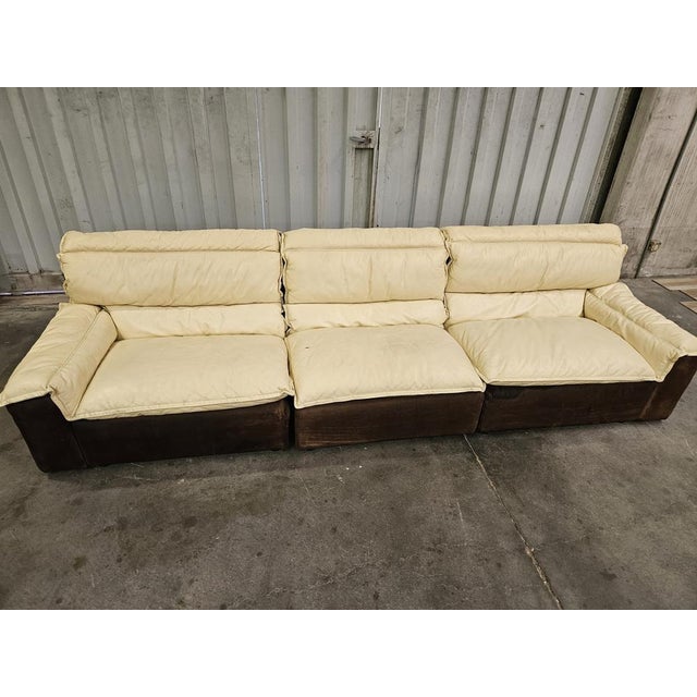 Italian Modular Corner Sofa in Leather and Suede, 1970s, Set of 4 For Sale - Image 4 of 18