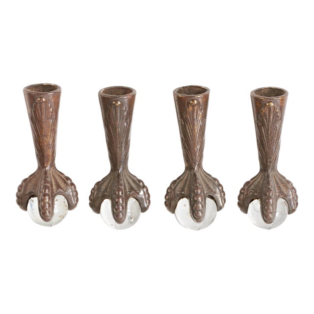 Set of 4 Antique 19th Century Claw and Ball Feet for Table For Sale