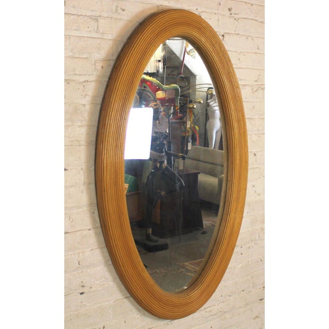 Mid-Century Modern Bamboo Reed Oval Mirror For Sale - Image 3 of 6