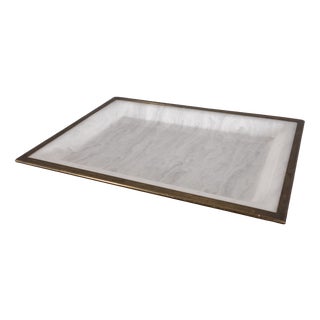 Vintage Italian Brass and Acrylic Glass Tray, 1970s For Sale