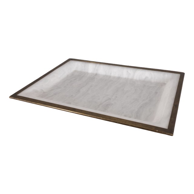 Vintage Italian Brass and Acrylic Glass Tray, 1970s For Sale