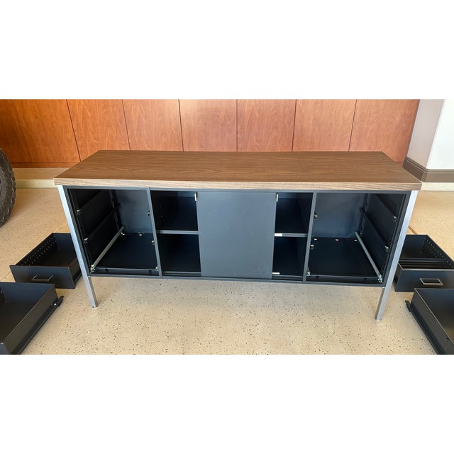 Vintage MCM Black Metal and Chrome Credenza For Sale - Image 13 of 15