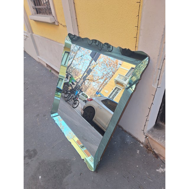 Glass Wall Mirror in Sage Green Glass by Pietro Chiesa for Fontana Arte, 1940s For Sale - Image 7 of 12