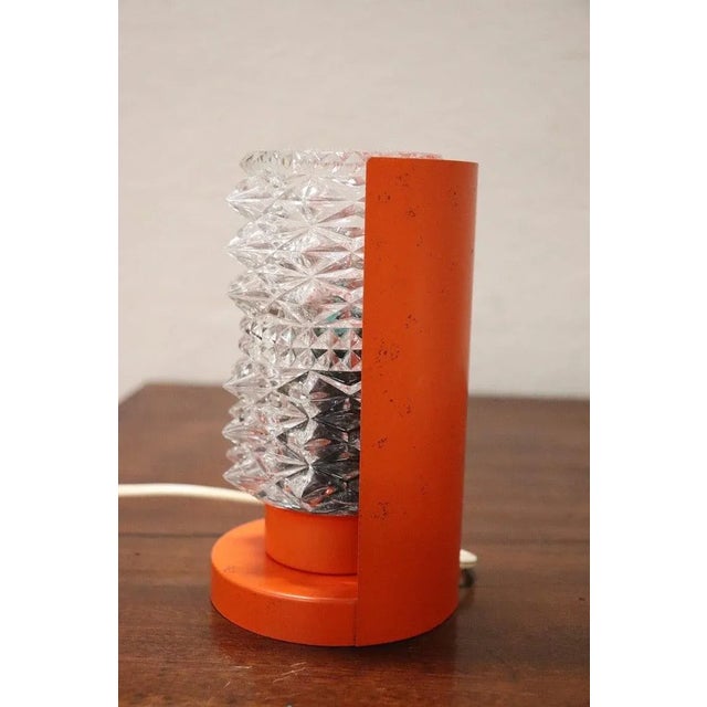 Mid-Century Italian Murano Glass and Orange Metal Table Lamp, 1950s For Sale - Image 6 of 9