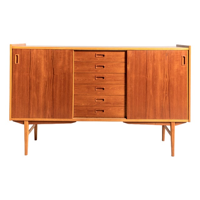 Scandinavian Teak and Oak Highboard, 1960s For Sale