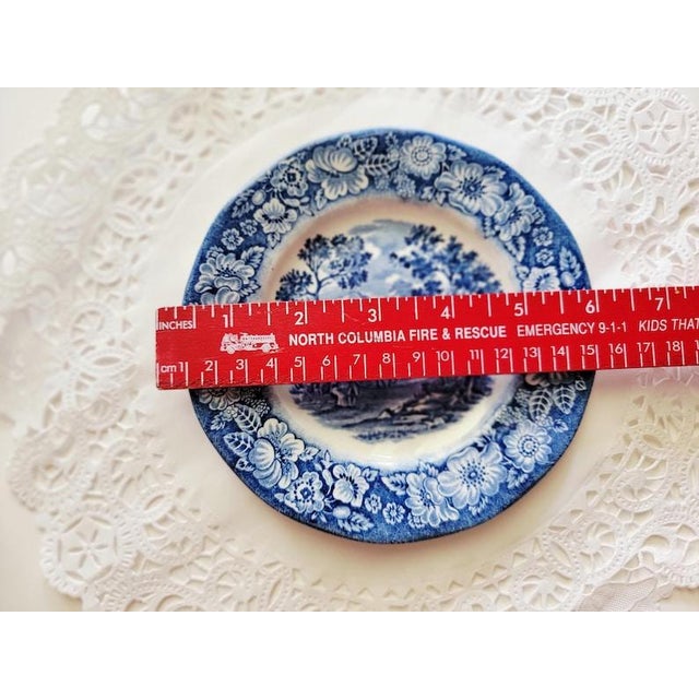1960s Vintage Bread Plate Liberty Blue Staffordshire Ironstone Monticello England, Blue and White Americana Porcelain Dishes, 5.75" For Sale - Image 5 of 7
