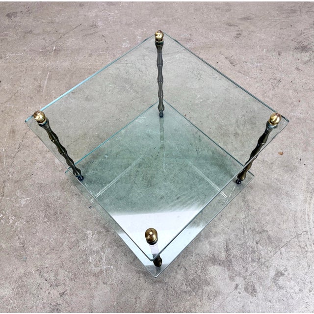 Metal Mid 20th Century Brass & Glass End / Side Table Attributed to Baker Furniture For Sale - Image 7 of 11