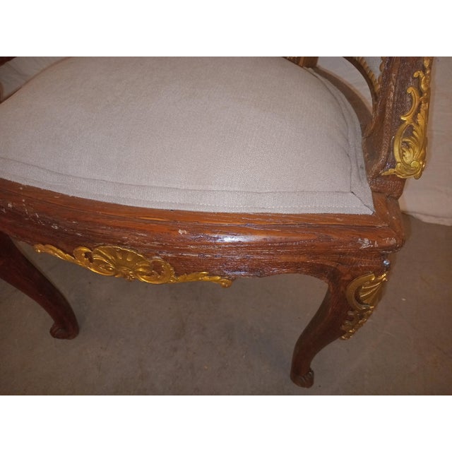 Pair of Louis XVI Matching French Parlor Chairs With Bronze Ormolu For Sale - Image 9 of 12