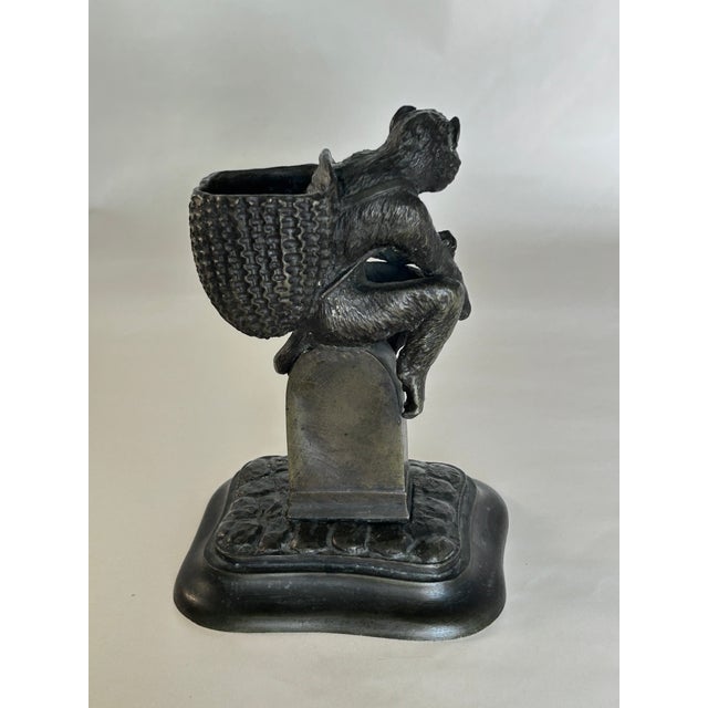 French Antique 19thC French Bronze Monkey Match Holder Signed Fratin For Sale - Image 3 of 11