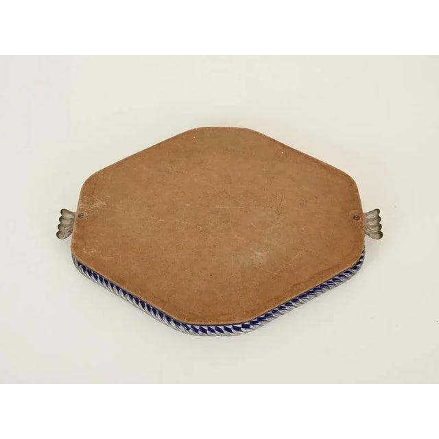 Hexagonal Serving Tray in Blue Mirror-Engraved Murano Glass from Barovier, Italy, 1940s For Sale - Image 12 of 13