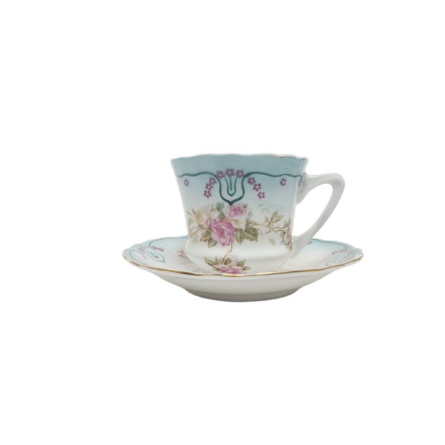Art Nouveau Coffee Cup and Saucer from Tielsch, Poland, 1950s, Set of 2 For Sale - Image 13 of 13