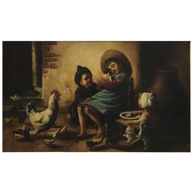 INSIDE SCENE - Oil on canvas painting, Eugenio De Blasi, Italy, 2005 Gold leaf gilded wooden grame cm. 90X130 The painting...