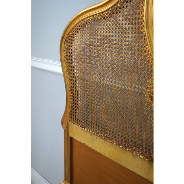 Wood Antique Gold Gilt Queen Size Cane Back Bed For Sale - Image 7 of 16