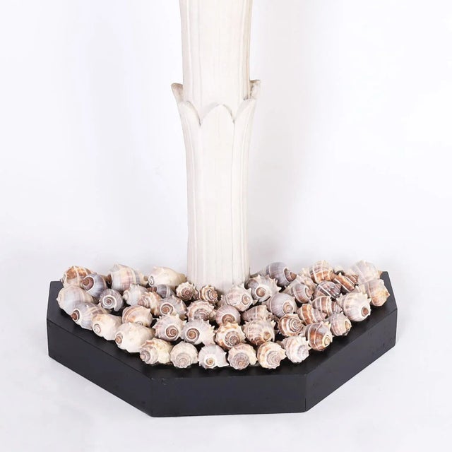Off-white Pair of Mid Century Palm Tree Decorative Sculpture With Seashells For Sale - Image 8 of 10