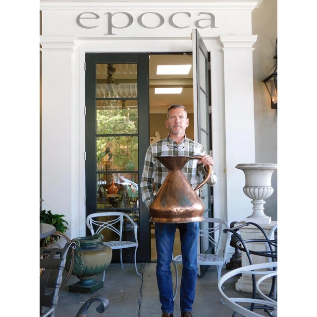 Large Antique French Hand-Hammered Copper Milk Jug/Pitcher For Sale - Image 4 of 9