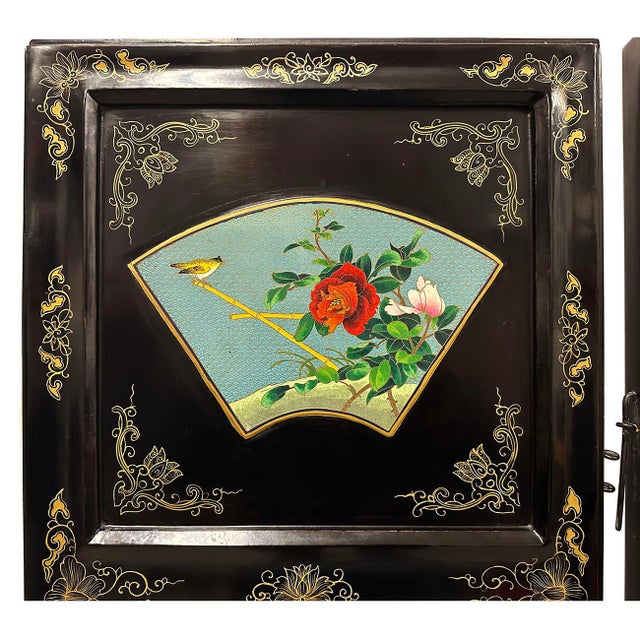 Early 20th Century Chinese Folding Screen/Room Divider With Cloisonne Panels For Sale - Image 4 of 18