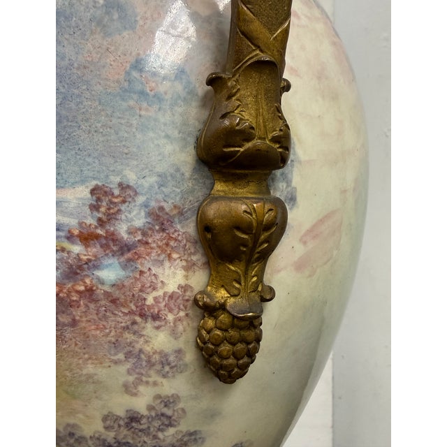 19th Century Rococo Shepherds Lovers Porcelain Vase With Ormolu Cherub Handles For Sale - Image 9 of 12