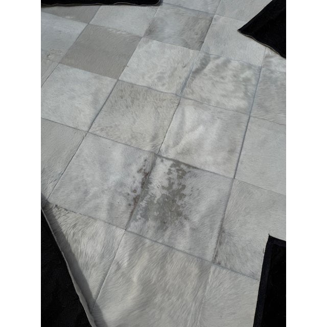 8ft Square Silver Gray Patchwork Hair on Hide Area Rug For Sale - Image 11 of 12