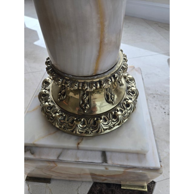 Green Ornate French Style Onyx and Bronze Louis 16th Pedestal For Sale - Image 8 of 12
