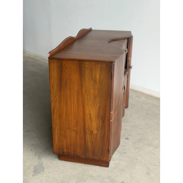 1940s Art Deco Curved Waterfall Sideboard With Inlaid Details For Sale - Image 11 of 16