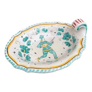 Vintage Grazia Deruta Hand-Painted Faience Lute Player Catchall For Sale