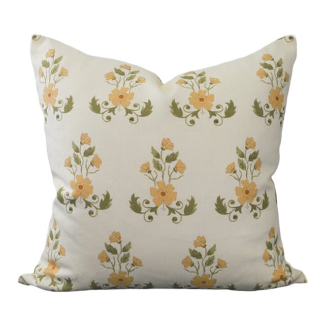 Lauren Servati Textiles, Unfading Flower // Goldenrod Pillow, 18"x18" For Sale