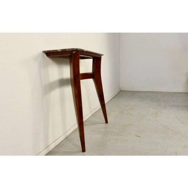 Mid-Century Modern Italian Console Table in Teak and Marble For Sale - Image 4 of 11